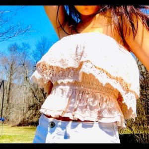 American Eagle Smocked Blush Tube Top